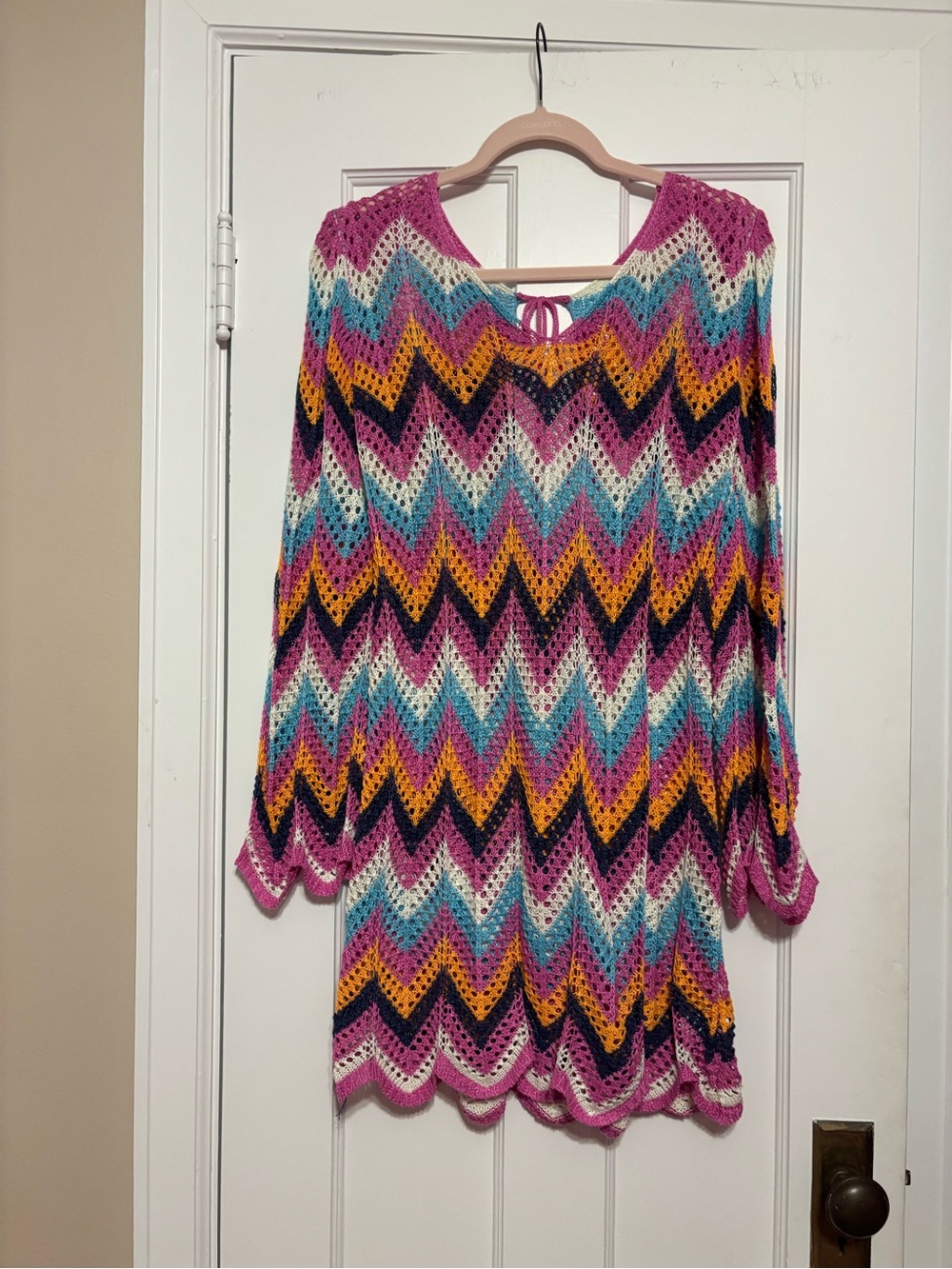 Women’s Pink Chevron Crochet Dress Cover-Up size xl